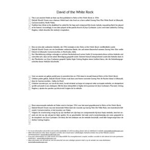 David of the White Rock : Welsh traditional melody